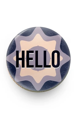 Купить значок заливной Круг диаметр 15 мм, с принтом "Hello"