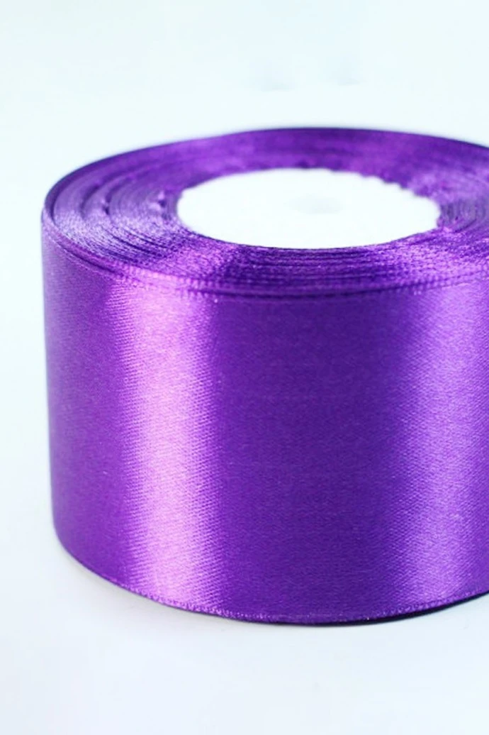 Лента сатин ширина 5 см, однотонная сиреневая#2