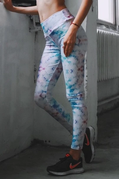 Легинсы женские с широким поясом с принтом "Blue Sky"#1