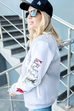 Купить бомбер Стайл из футера унисекс, однотонный "Fight"