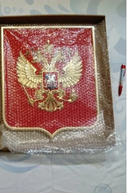 Герб РФ 42х50 см, барельеф, щит флокированный, краска#8