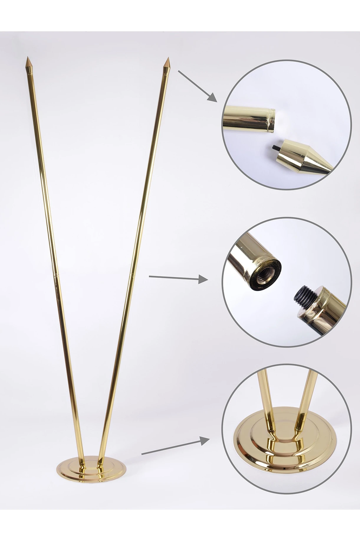 Купить подставку напольную с основанием Круг под золото 2 штока 2,1 метра