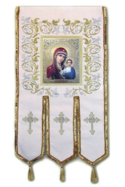 Купить хоругвь вышитую 50х110 см (с тремя лентами)