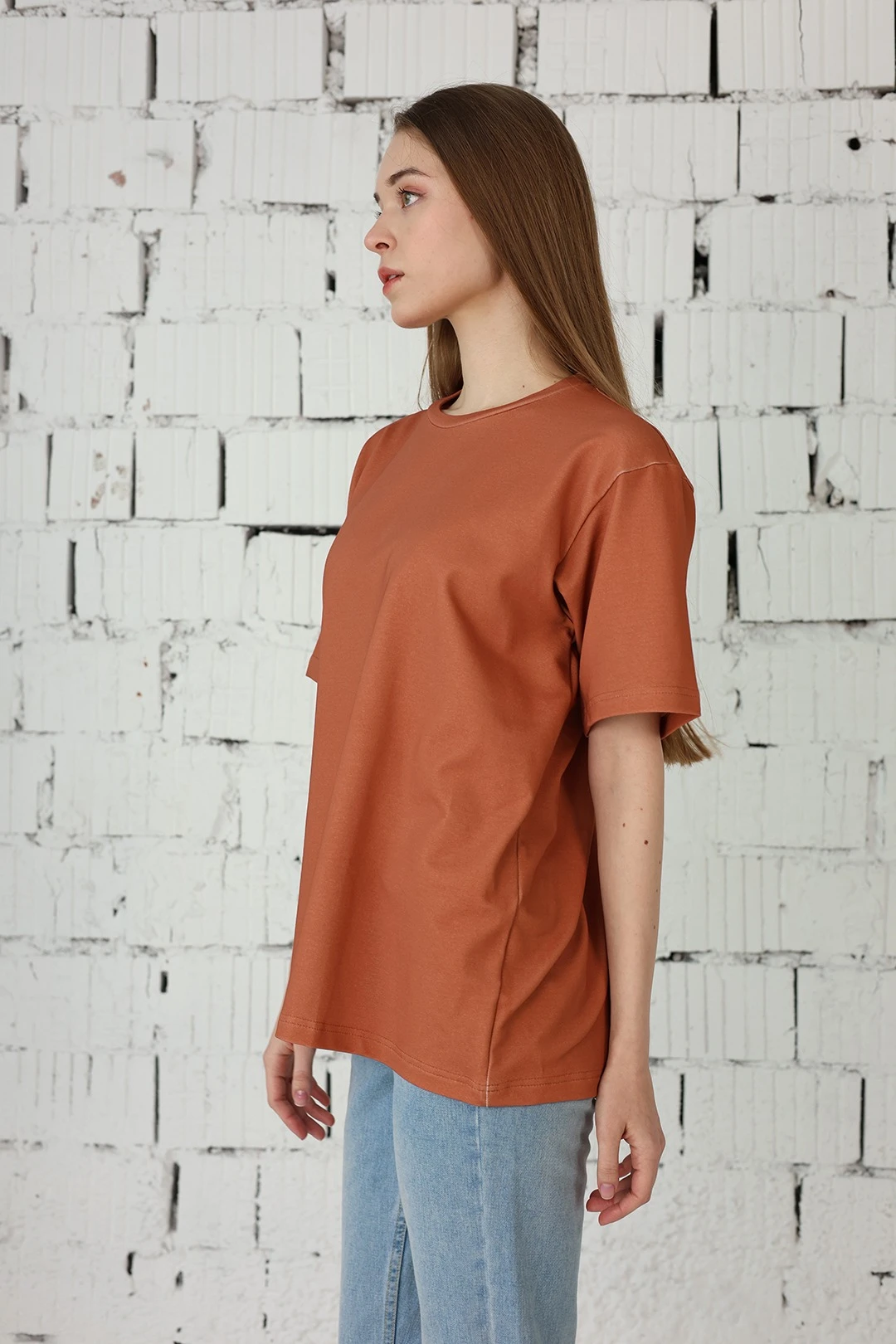 Купить футболку Мерфи оверсайз унисекс однотонную коричневую (хлопок)