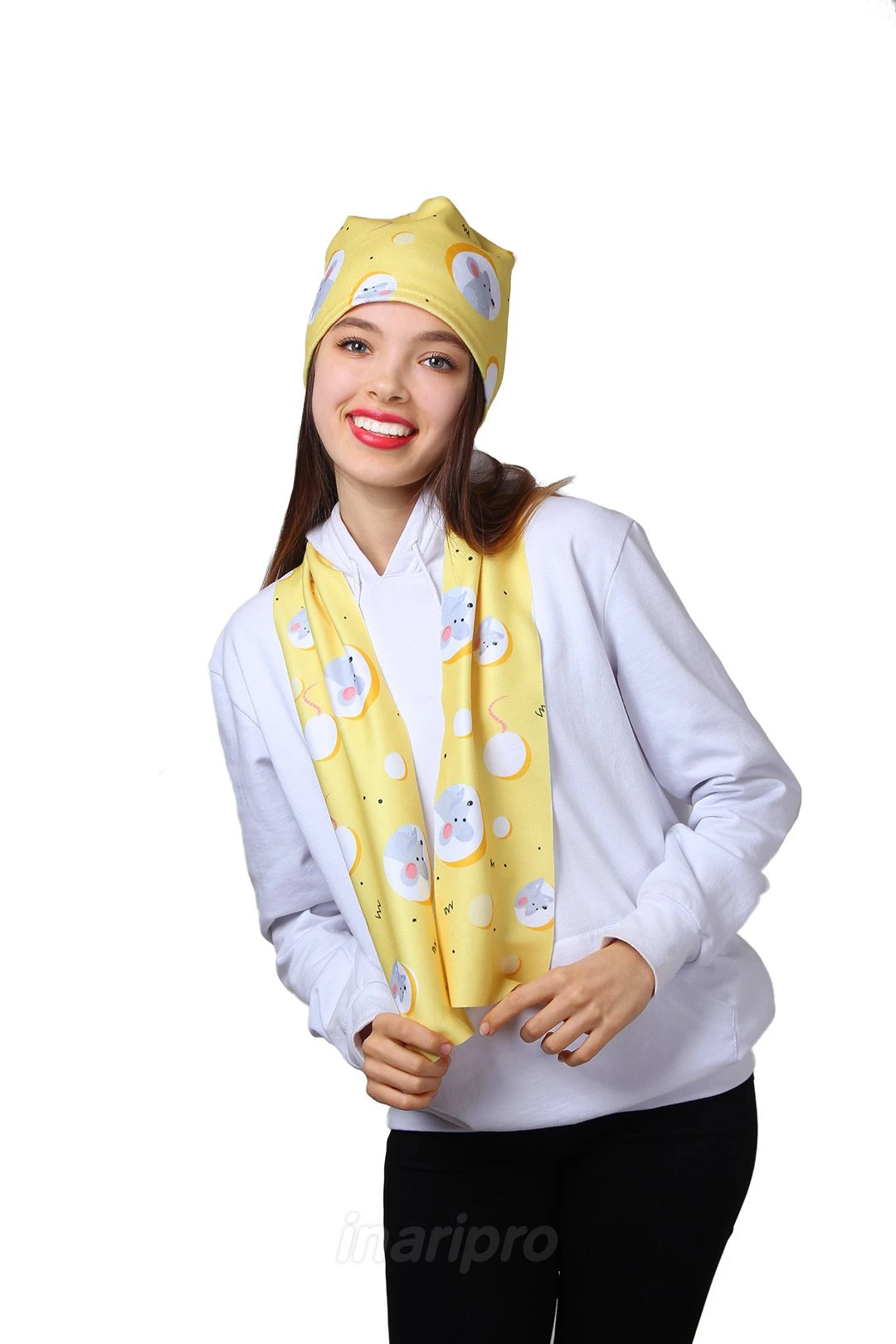 Шарф однослойный утепленный 15х120 см, с полной запечаткой "Mouse"#3