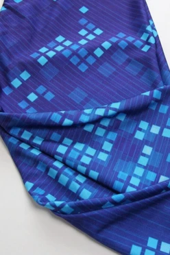 Легинсы женские с широким поясом с принтом "Blue Pixels"#1