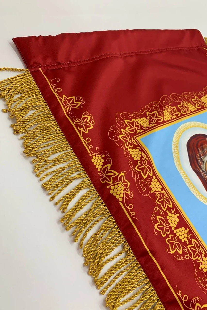 Хоругвь печатная 50х110 см "The face of miracles. Kazan Mother of God"#2