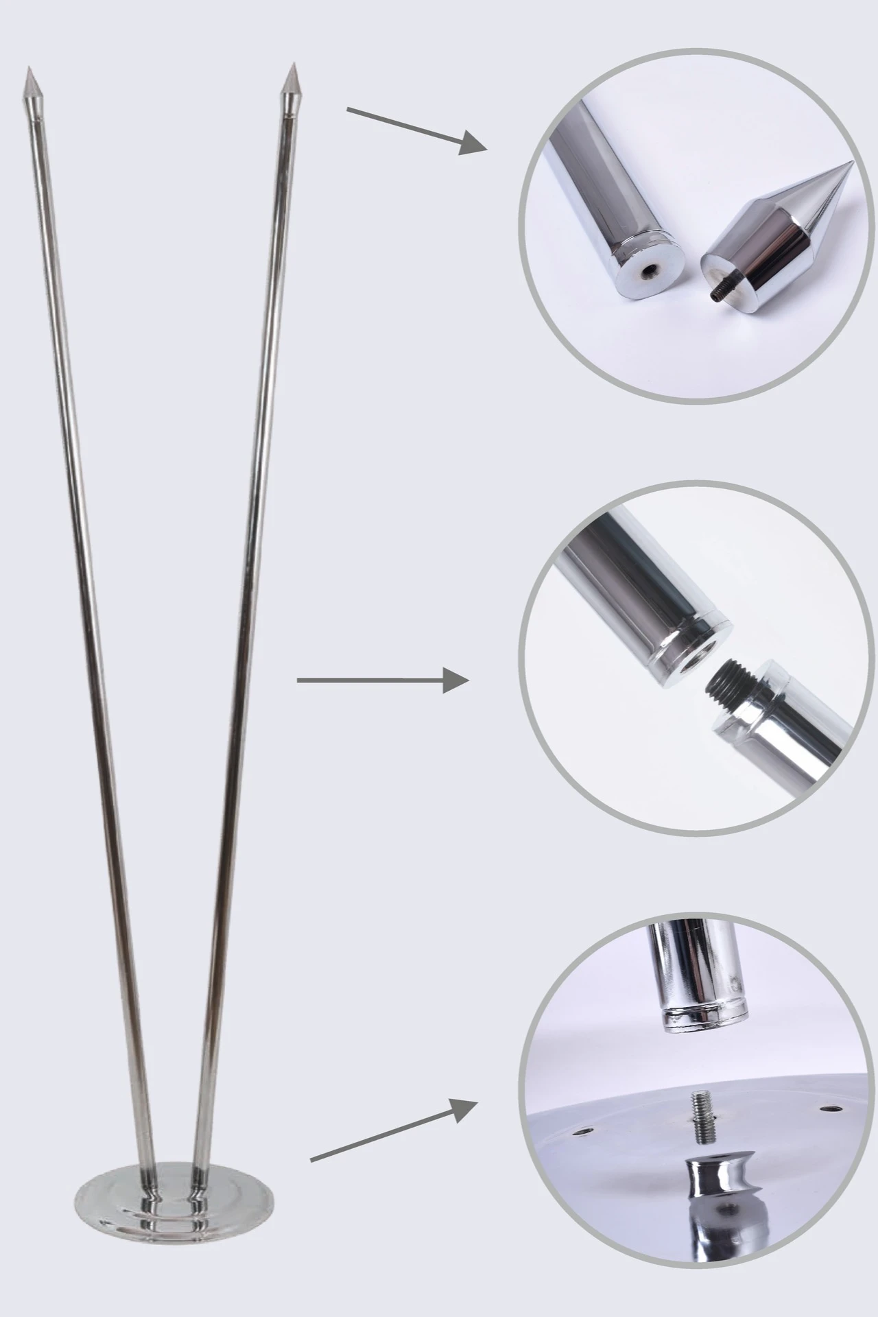 Подставка напольная с основанием Круг под серебро 2 штока 2,1 метра#2 Подставка напольная с основанием Круг под серебро 2 штока 2,1 метра#2