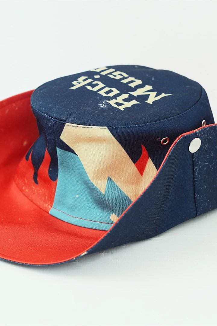 Панама Техас с полями на кнопках, с полной запечаткой "Music Festival"#1