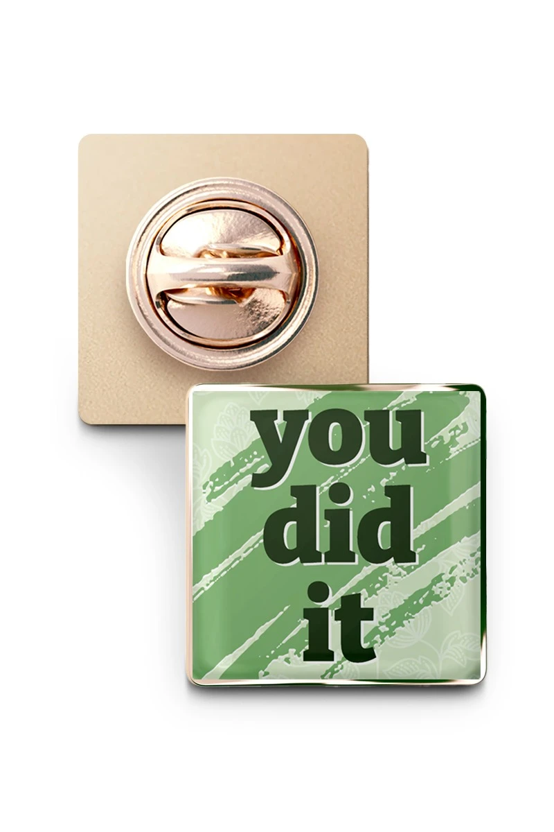 Значок заливной Квадрат 17х17 мм, с принтом "You did it"#1
