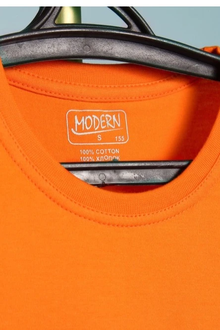 Футболка Премиум унисекс (Modern), однотонная оранжевая (хлопок)#3