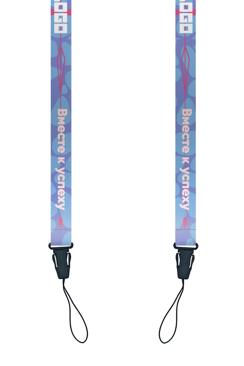 Купить ленту для бейджа атлас ширина 2 см, с карабином-люкс, с печатью  "Вместе к успеху"