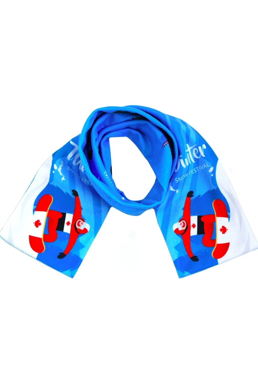 Шарф двухслойный утепленный 15х120 см, с полной запечаткой "Snow festival"#6