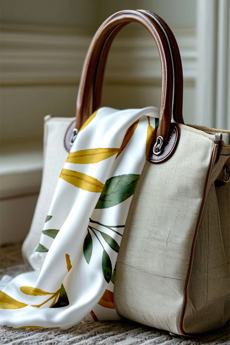 Платок Шанель 70х70 см, с полной запечаткой "Leves composition"#1