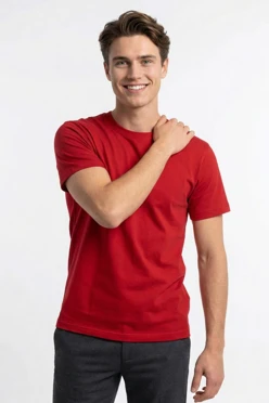 Купить футболку Ампир унисекс, однотонную красную (хлопок)