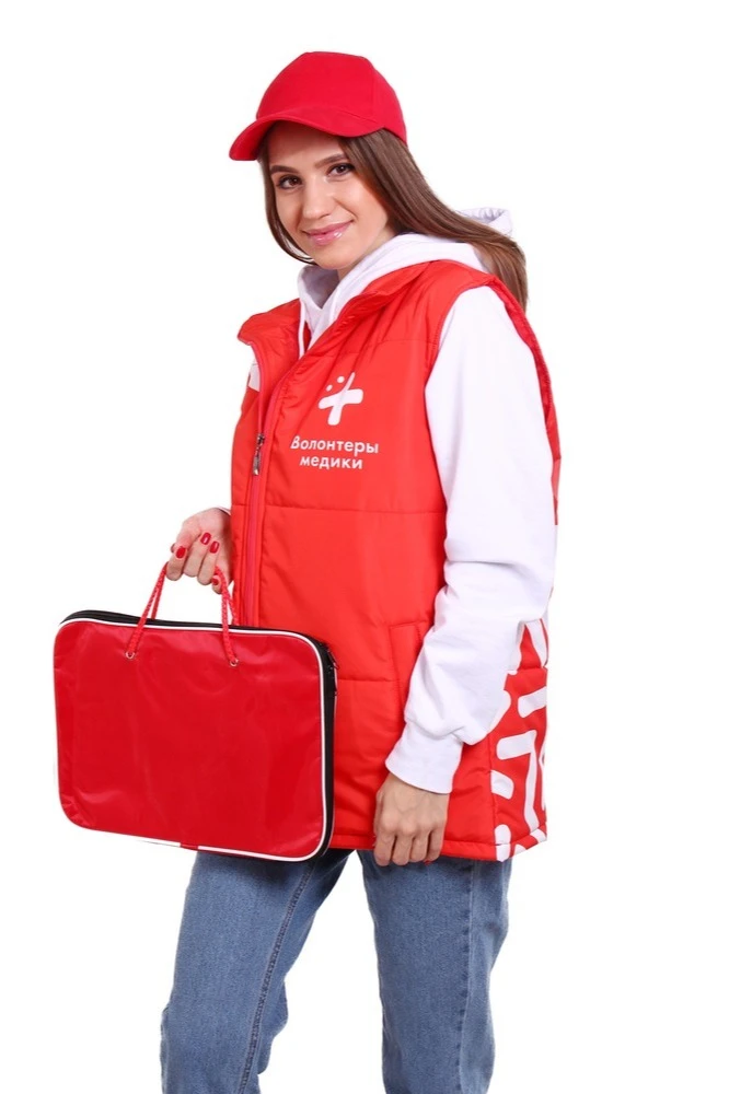 Жилет Портер на синтепоне со стежкой унисекс, с полной запечаткой "Medical volunteers"#2
