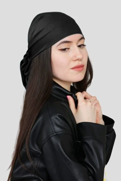 Купить бандану трикотажную взрослую 80х80 см, однотонную черную