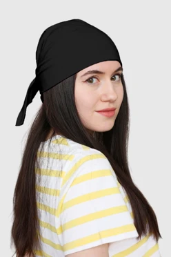 Купить бандану трикотажную взрослую 70х70 см, однотонную черную