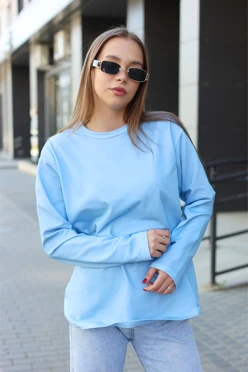 Купить лонгслив Фрэнсис унисекс однотонный (хлопок) небесный