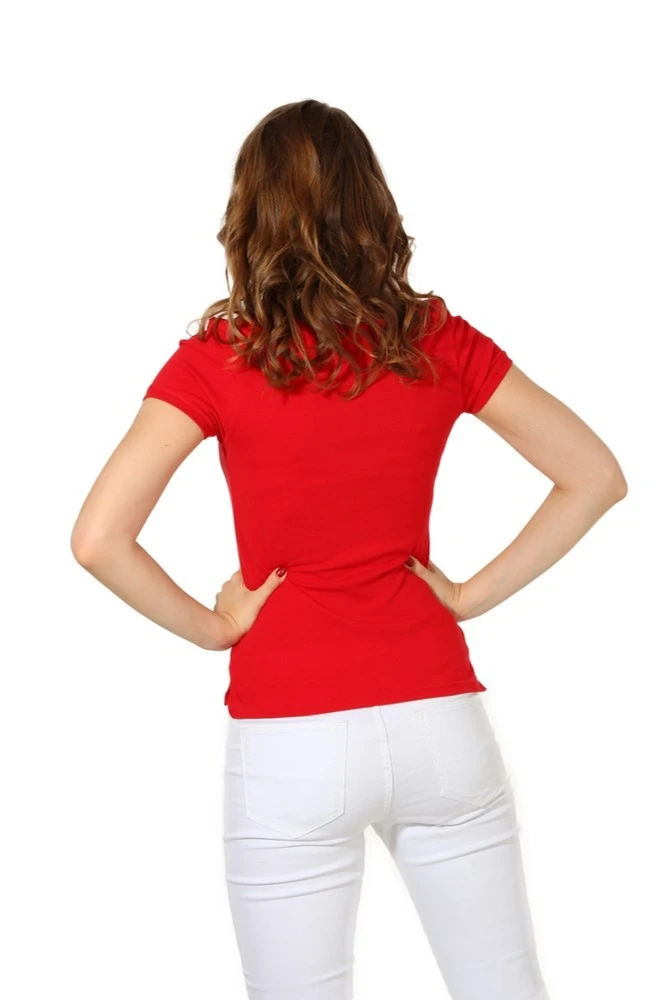 Поло Престиж женская (Modern) однотонная красная (хлопок)#7