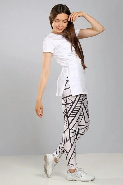Купить комплект Сандей футболка хб + леггинсы "Белая геометрия"
