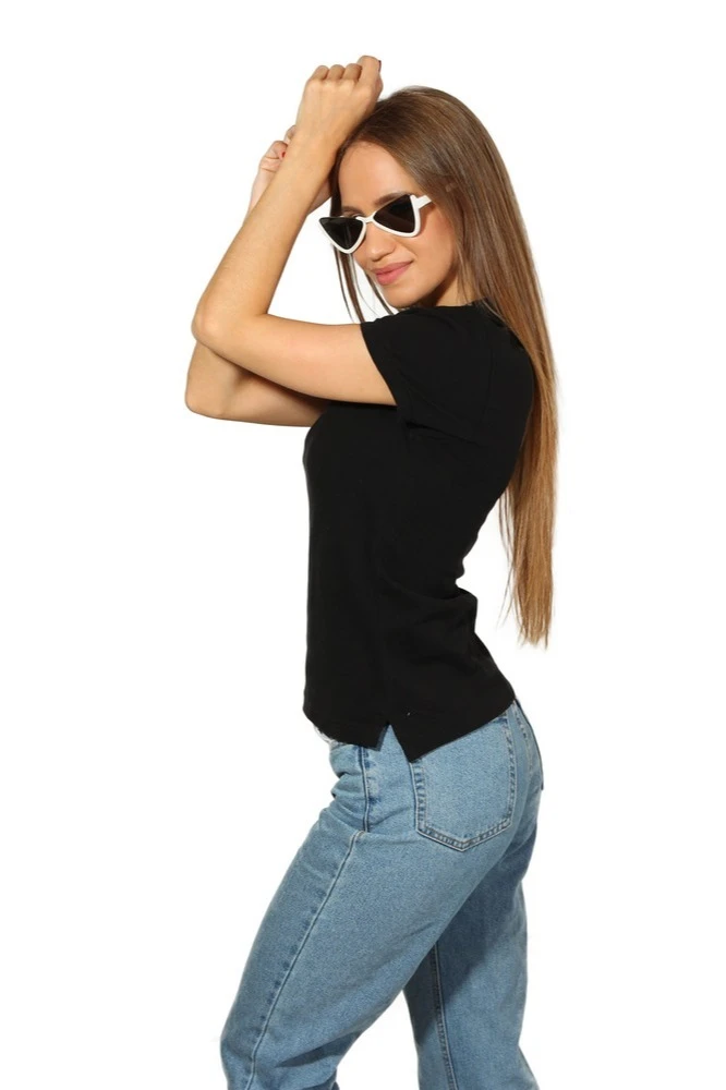 Поло Престиж женская (Modern) однотонная чёрная (хлопок)#3