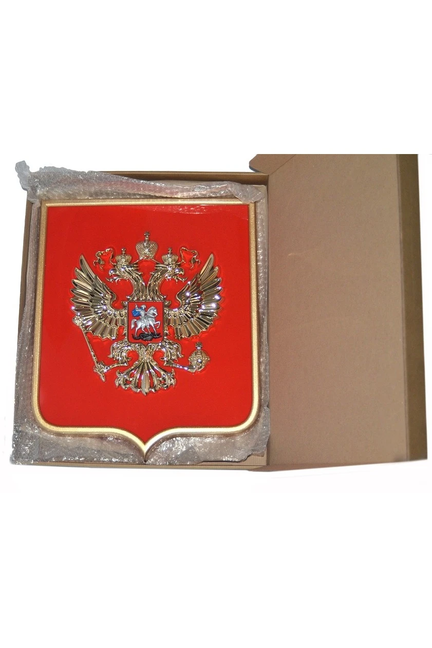 Герб РФ 42х50 см, барельеф, щит пластик, металлонапыление#3