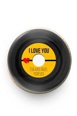 Купить значок заливной Круг диаметр 13 мм, с принтом "I love you"