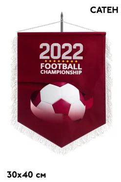 Купить вымпел угол печатный с вышивкой из сатена с бахромой, 30х40 см