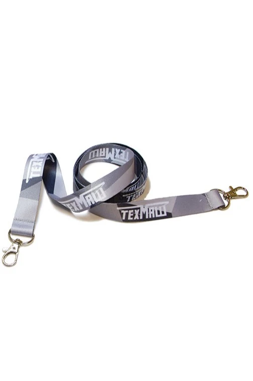 Лента для бейджа блекаут ширина 2,5 см, с двумя карабинами, с печатью#1