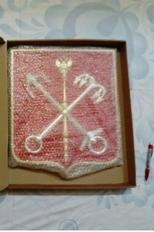 Герб Санкт-Петербурга 42х50 см, барельеф, щит МДФ, металлонапыление#1