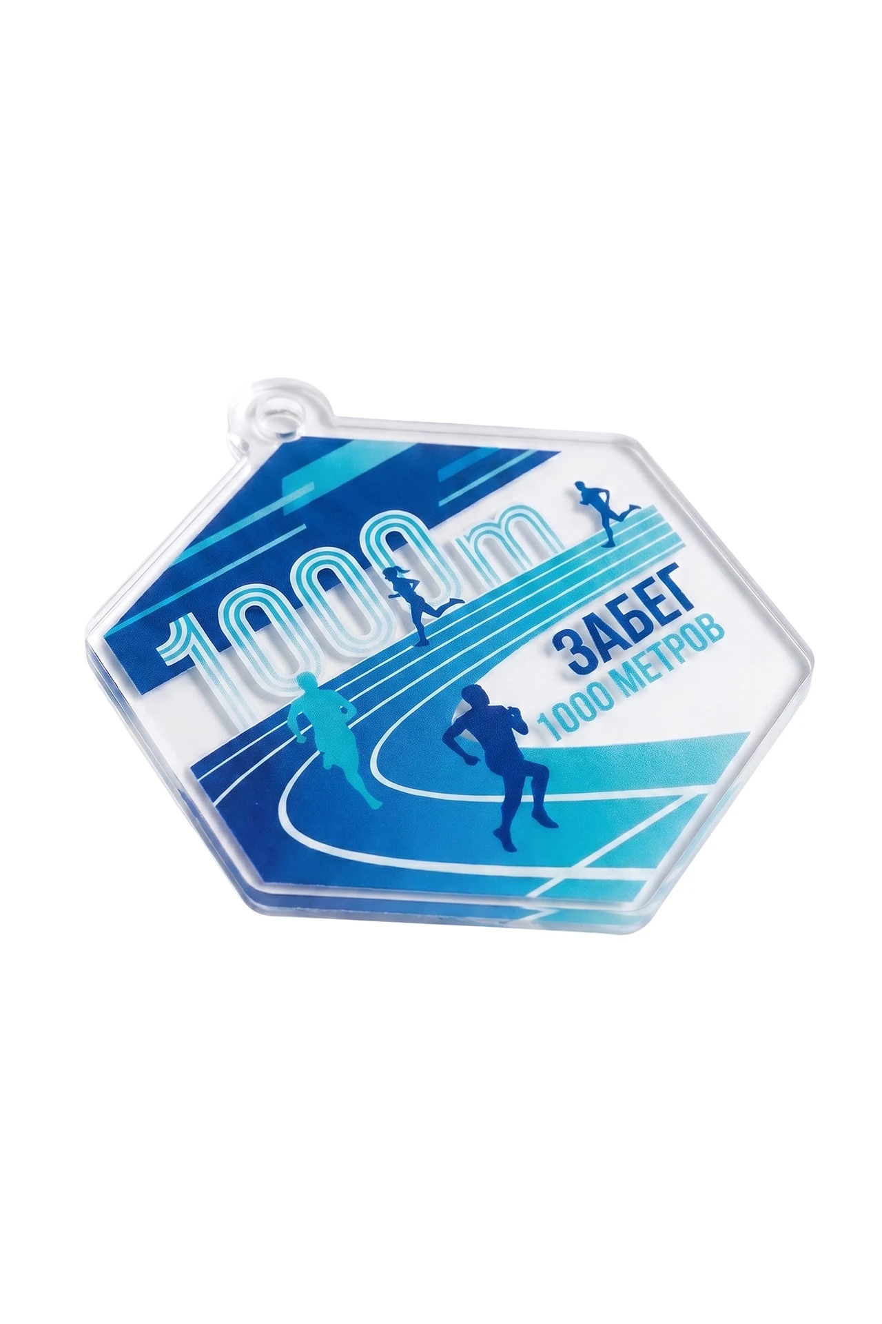 Купить медаль из акрила АК5033 Многоугольник 50 мм с печатью "1000m race"