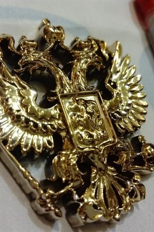 Гербовый орёл РФ 6,5х7,5 см, металлонапыление#5