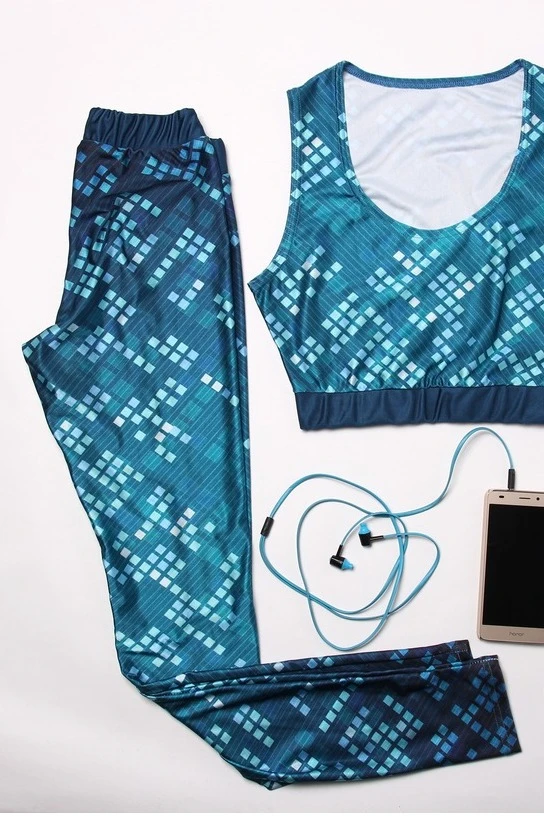 Легинсы женские с узким поясом с принтом "Pixels"#2