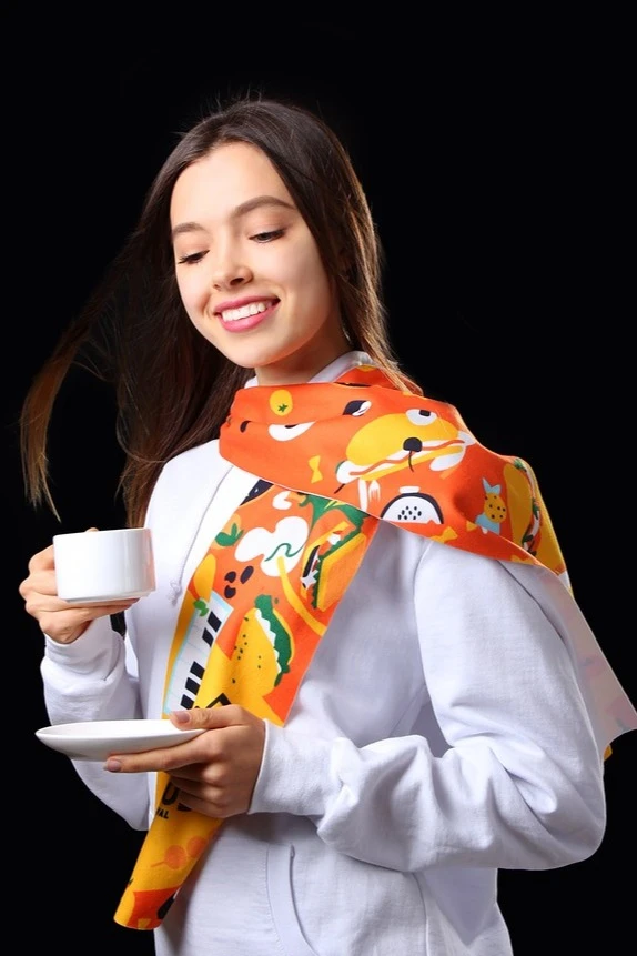 Шарф однослойный утепленный 15х150 см, с полной запечаткой) "Street food"#1