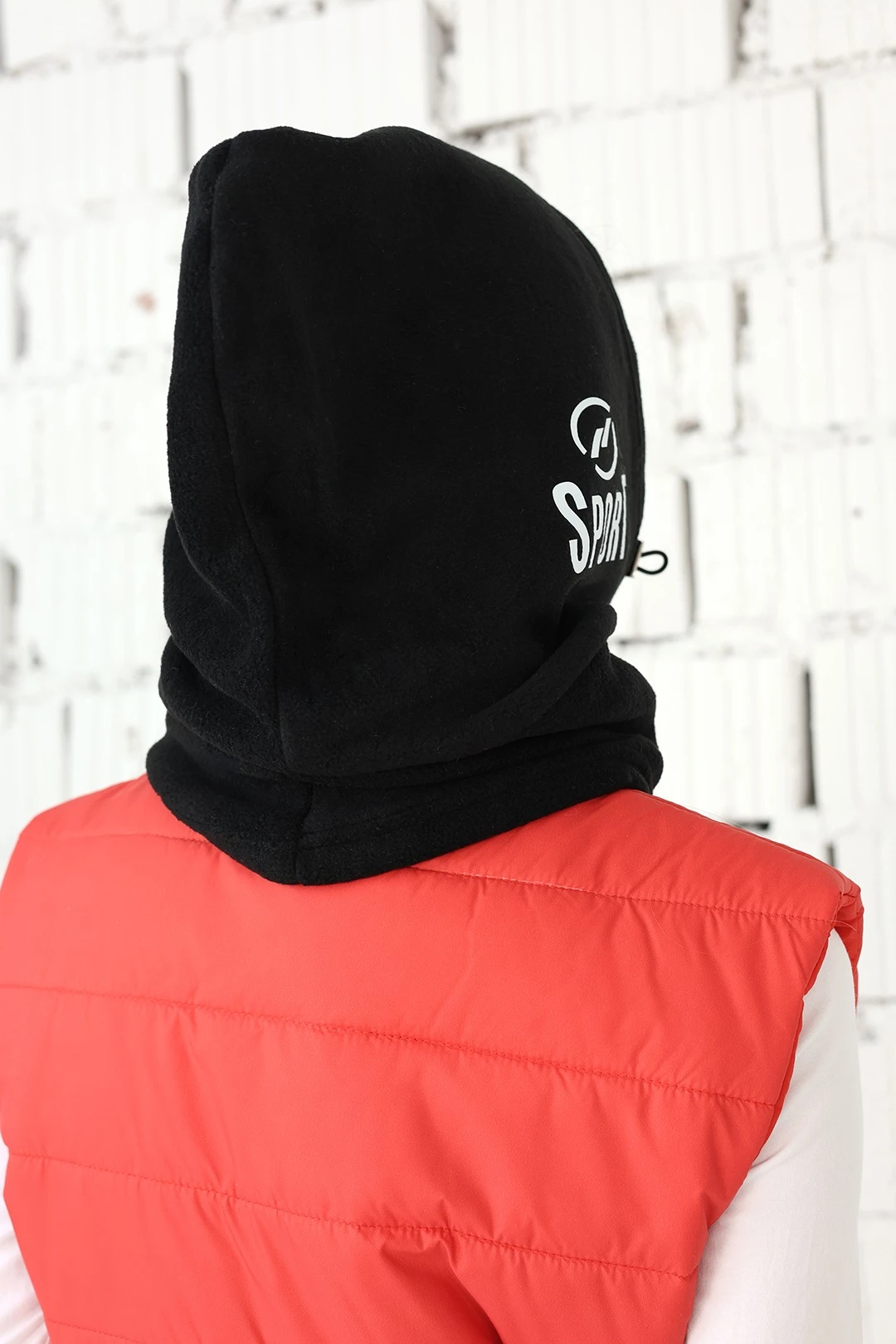 Капор Рейс флисовый взрослый, однотонный черный#3