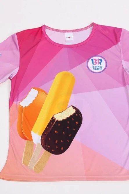 Футболка Гэлэкси женская из примы с полной запечаткой "Baskin robbins"#1