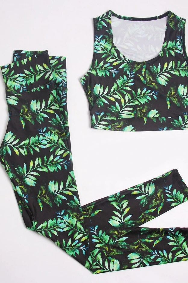 Комплект женский с принтом "Green Leaves"#3