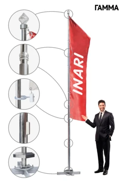 Купить флагшток из нержавеющей стали с закрытым механизмом 4 м