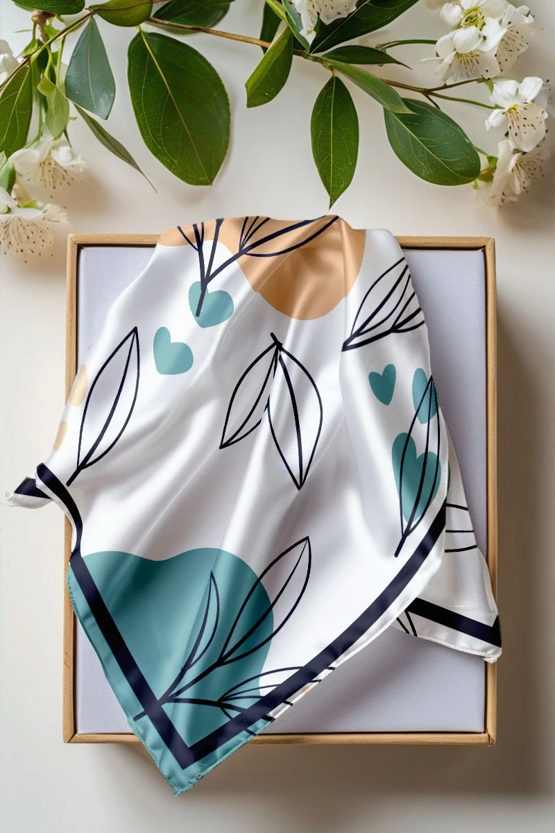 Платок Шанель 70х70 см, с полной запечаткой "Mini garden"#1