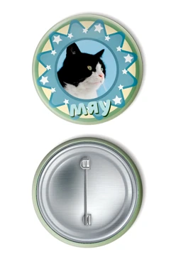 Значок закатной диаметр 58 мм, с принтом "Meow"#2