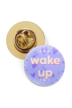 Значок заливной Круг диаметр 15 мм, с принтом "Wake up"#1
