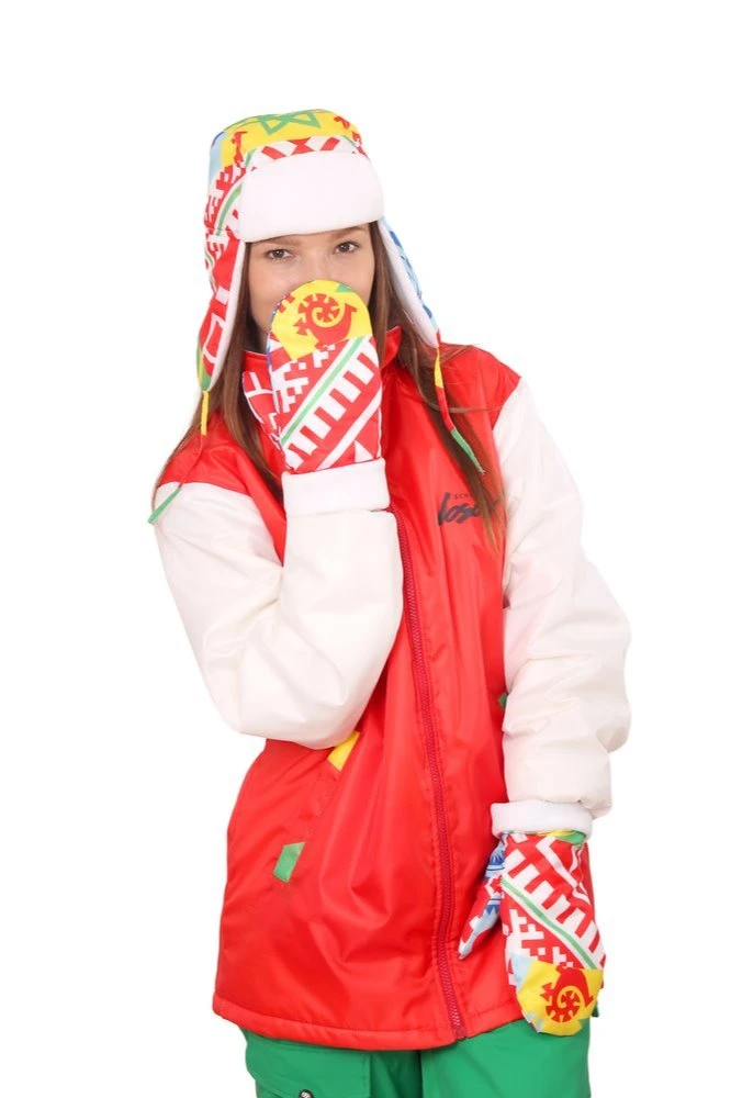 Варежки утепленные двухслойные взрослые, с полной запечаткой "Ornament"#3