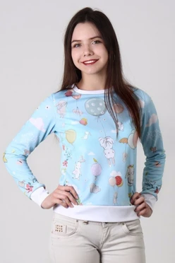 Купить свитшот унисекс "Зайцы" с полной запечаткой