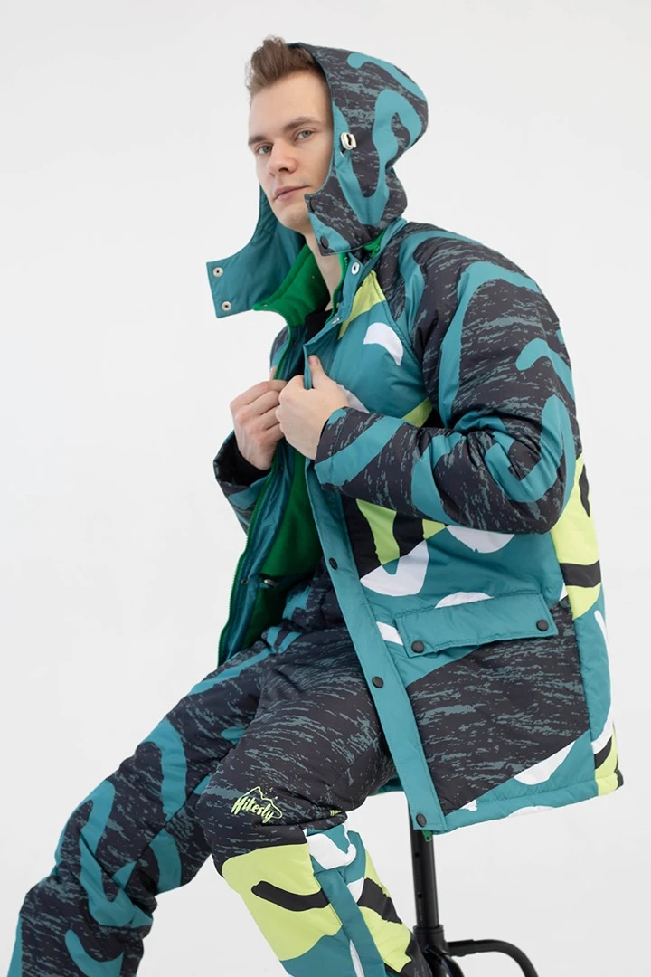 Куртка Вест с капюшоном на синтепоне унисекс, с полной запечаткой "Hikesly"#1