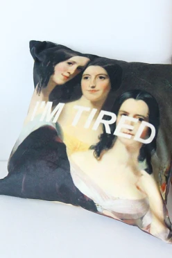 Купить подушку 30х30 см, с принтом "I am tired"