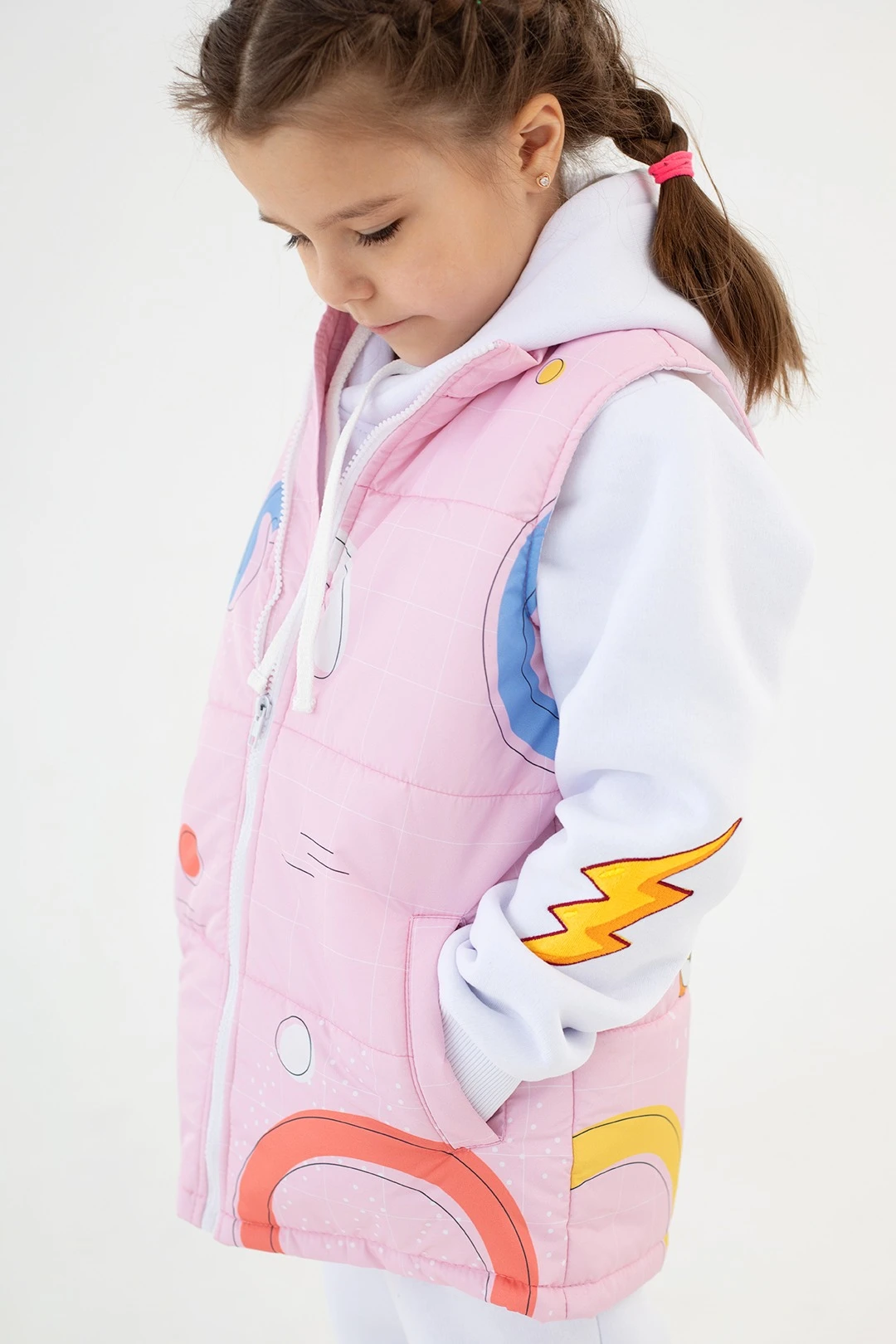 Жилет Портер на синтепоне со стежкой детский, с полной запечаткой "Funs fructs"#3