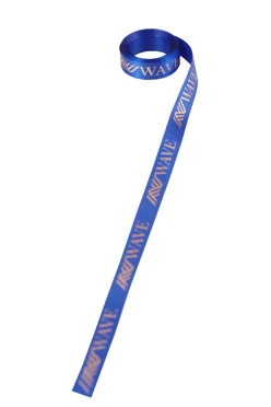 Купить ленту сатин ширина 1 см, печать золотом, синюю с одной стороны