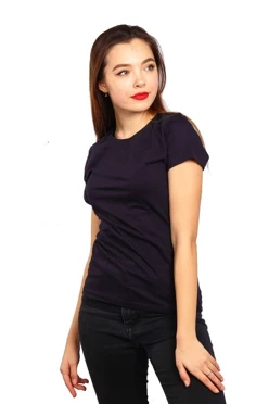 Купить футболку Премиум женскую чёрно-синюю