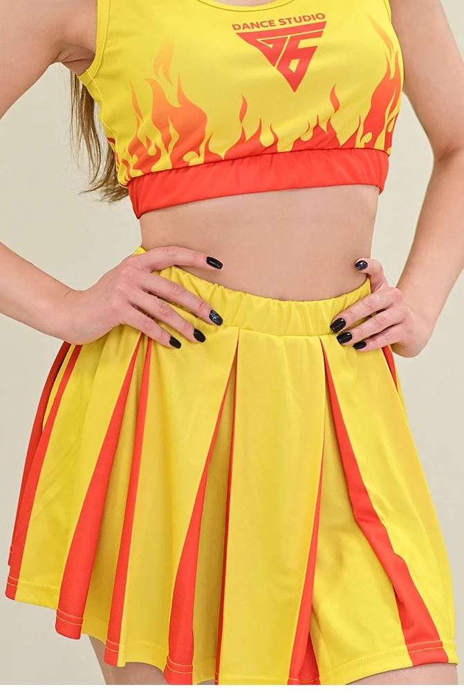 Юбка Дени с шортами женская, с полной запечаткой "Flame"#2